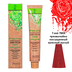 JJ'S PERMANENT HAIRCOLOR CREAM/Перманентная краска д/вол.,тон 7.666 7RRR чрезв. нас. крас-рус,100мл