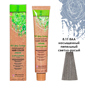 JJ'S PERMANENT HAIRCOLOR CREAM/Перманентная краска д/вол.,тон 8.11 8AA насыщ.пепельн.св-русый,100 мл