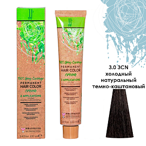 JJ'S PERMANENT HAIRCOLOR CREAM/Перманентная краска для волос,тон 3.0 3СN хол. натур.темно-кашт,100мл