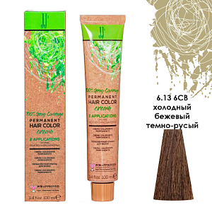 JJ'S PERMANENT HAIRCOLOR CREAM/Перманентная краска д/в.,тон 6.13 6СB хол. бежев.темно-рус.,100мл