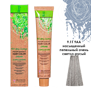 JJ'S PERMANENT HAIRCOLOR CREAM/Перманентная краска д/вол.,тон 9.11 9AA насыщ.пеп.очень св-рус,100 мл