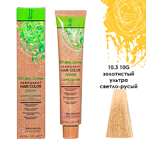 JJ'S PERMANENT HAIRCOLOR CREAM/Перманентная краска д/вол.,тон 10.3 10G золотист. ультра св-рус,100мл